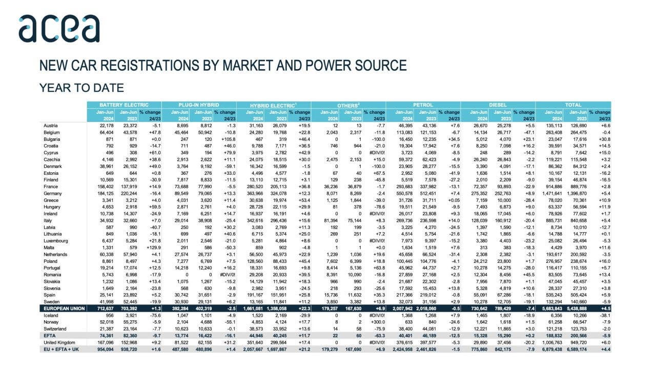 Auto elettriche dati 2024