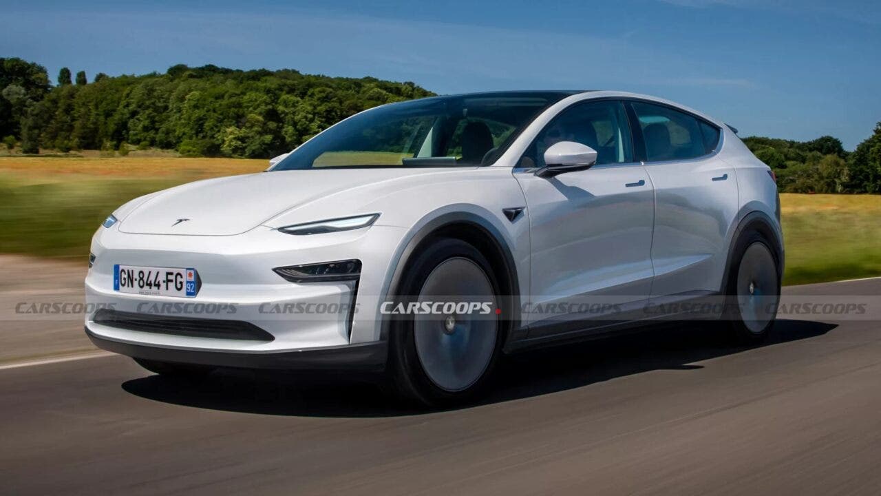 Tesla Model 2 render Carscoops