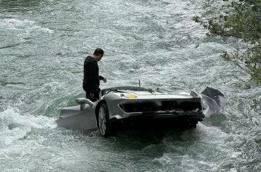 Ferrari 488 Pista river accident