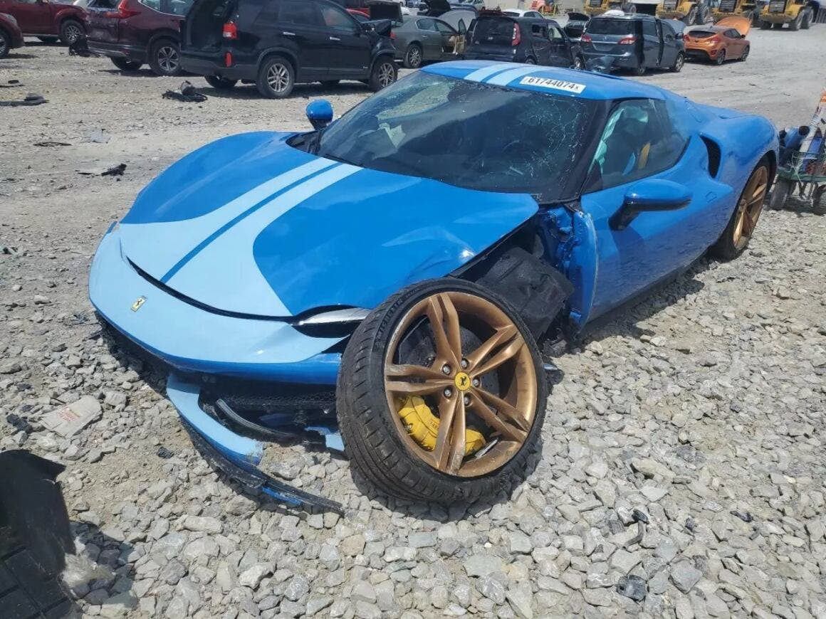 Ferrari 296 GTB Blue destroyed