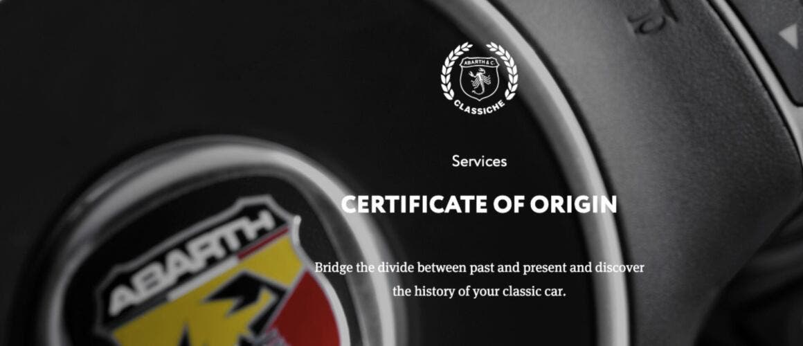 Certificate of Origin Abarth