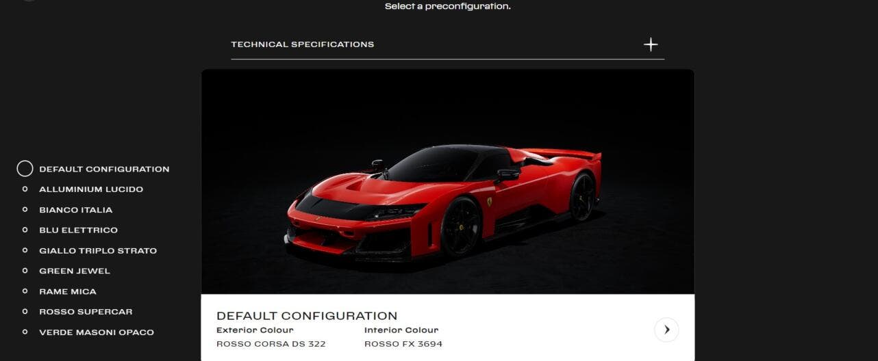 Ferrari F80 configurator