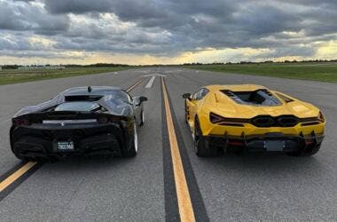 ferrari sf90 vs lamborghini revuelto drag race