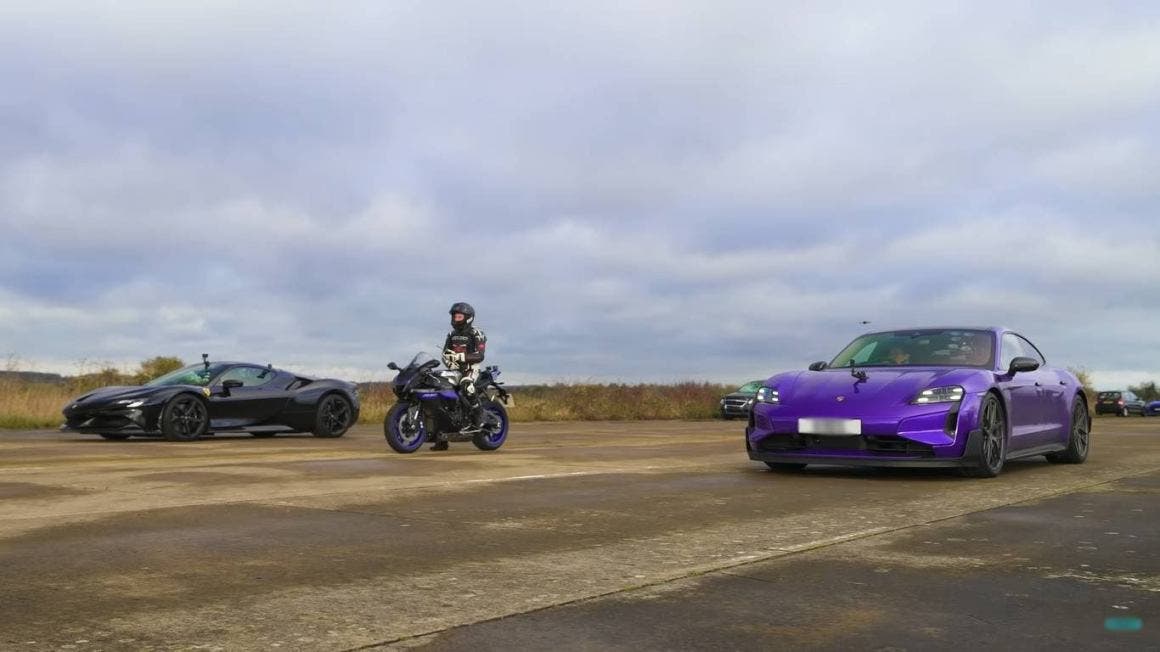 Ferrari Porsche Yamaha drag race