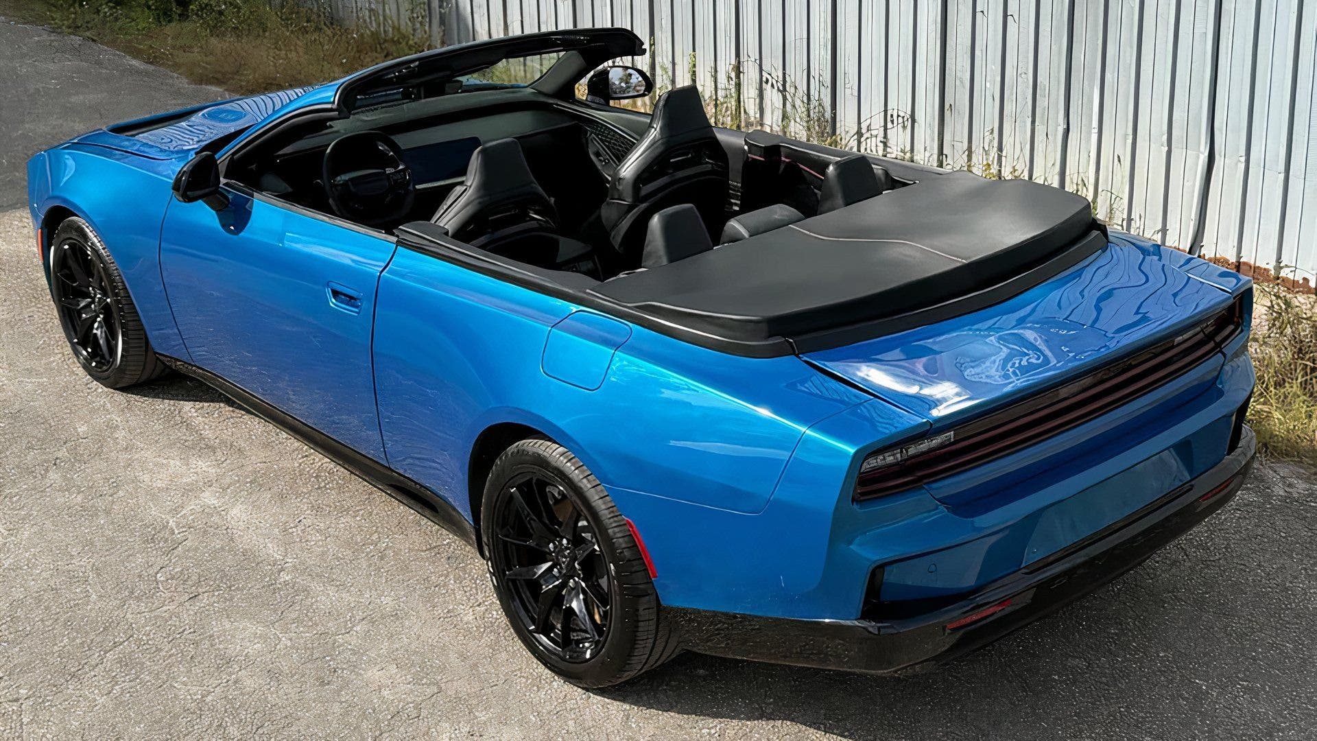 A Dodge Charger Daytona EV transformed into a unique convertible