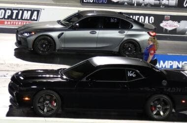 Dodge Hellcat BMW M3 drag race