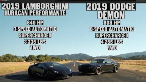 Dodge Challenger SRT Demon sfida una Huracán Performante in una drag race -  