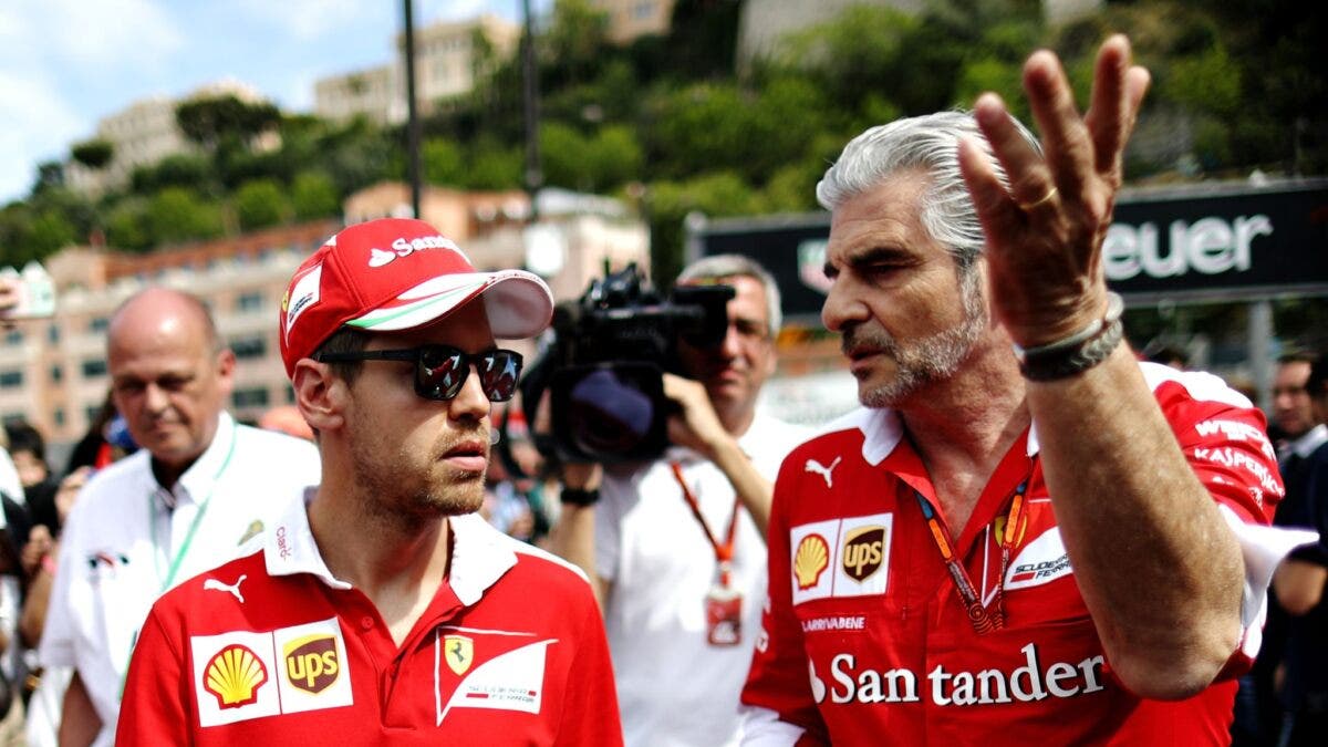 Sebastian Vettel con Maurizio Arrivabene