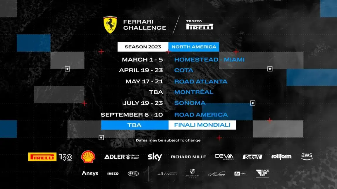 Ferrari Challenge Trofeo Pirelli svelati i calendari per il 2023